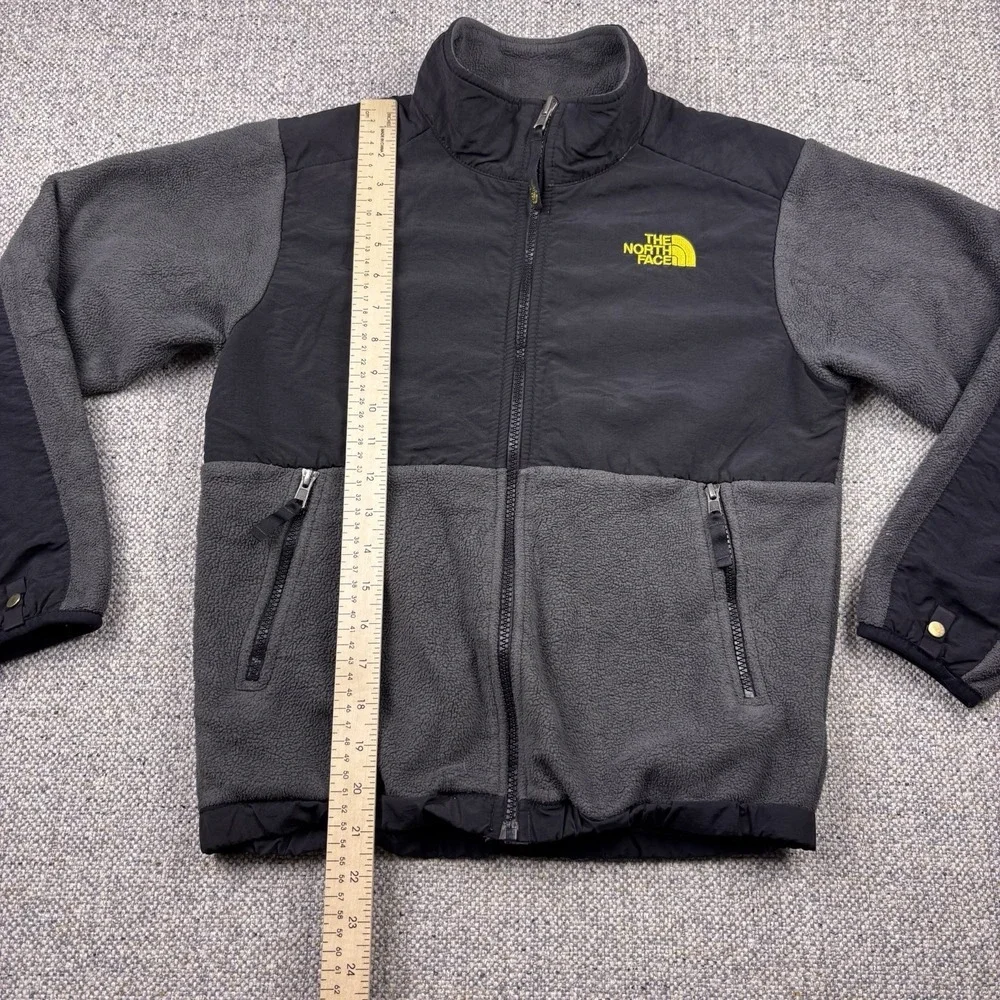 Unisex Kids North Face Fleece Jacket Polartec Gray Black Yellow Fits Like 10/12